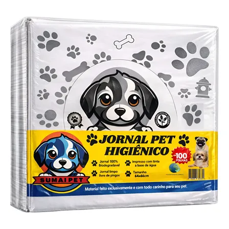 Papel Jornal Pet 100 Folhas Grandes Higieni Animal Xixi