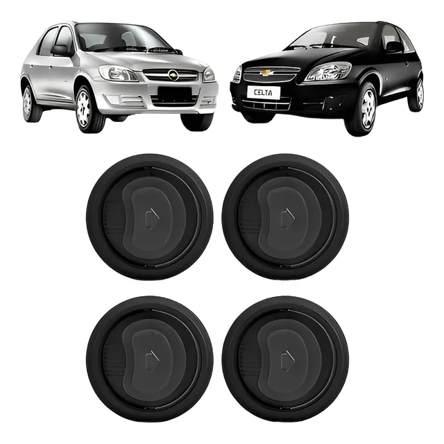 Kit Com 4 Difusor Ar Painel Celta Prisma 2007 A 2016 - Preto