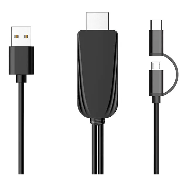 ` Adaptador De Cable 2 En 1 Tipo C / Micro Usb A Hdmi Para
