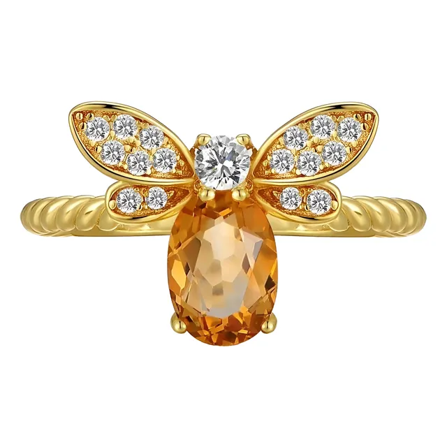 Anillo Oro 18k Plata Y  Citrino Amarillo  !!!!!!!!