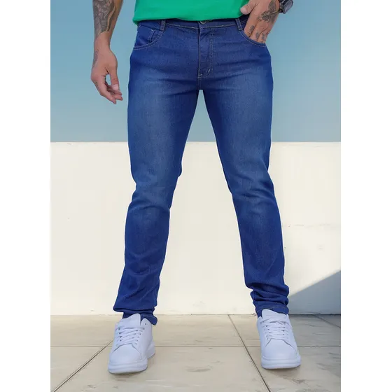 Calça Jeans Masculina Skinny Slim Com Lycra
