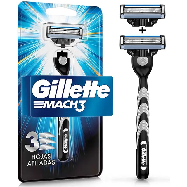 Rastrillo Gillette Mach3 con 2 repuestos