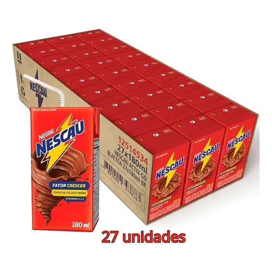 Achocolatado Nescau Pronto Para Beber Nestlé Caixa 27x180ml