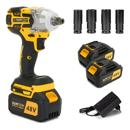 Chave De Impacto 320nm Com 2 Baterias Sem Escova Preto 48v