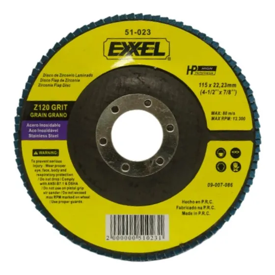 Disco Flap P120 4-1/2 X 7/8 Para Lijar Exxel