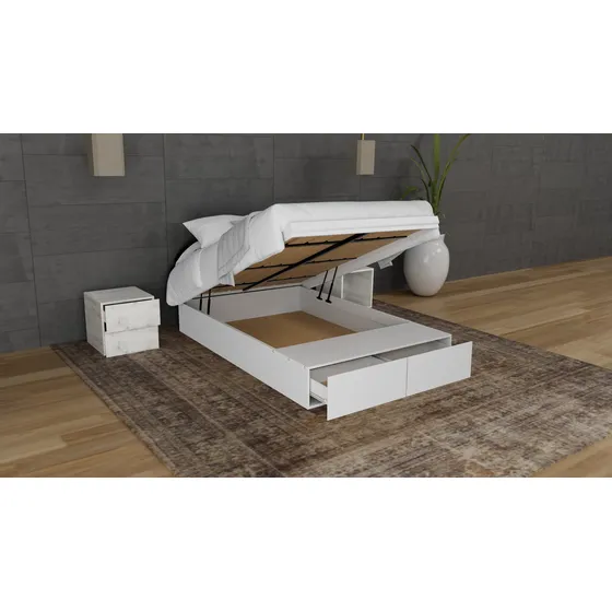 Base Cama Baul Individual De Madera Abatible Plegable Amanta