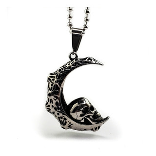 Dije Calavera Luna Gótica Acero Inoxidable Con Cadena Dije Calavera Luna Gótica Acero Inoxidable Con Cadena