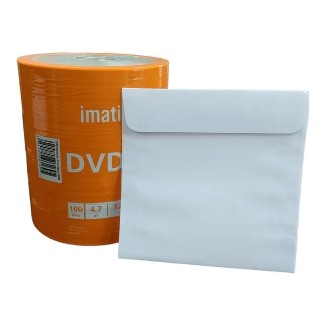 Combo Dvd Imation Estampados X 100 + Sobres Papel Cd X 100
