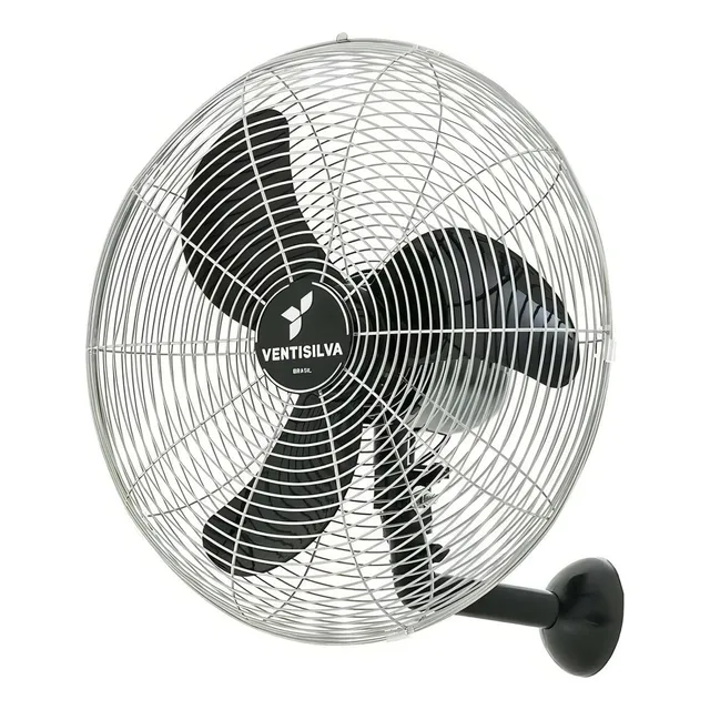 Ventilador de parede Ventisilva VENTI50P com 3 pás de Plástico preto estrutura prata, 50cm de diâmetro 127/220V