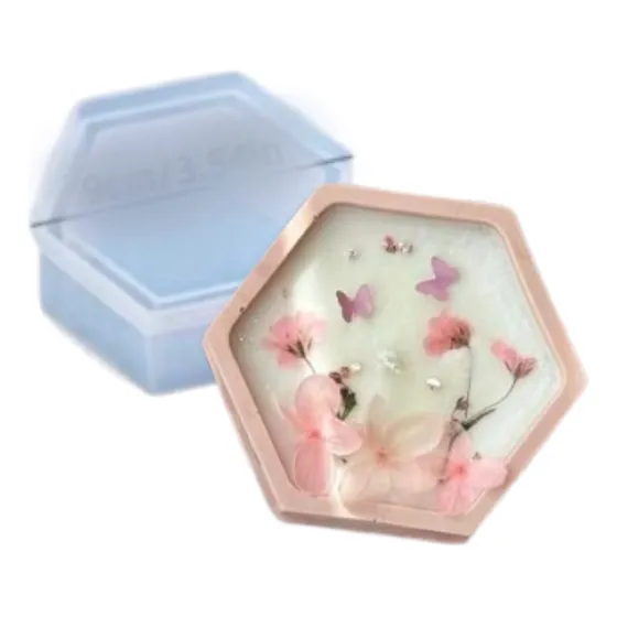 Molde Silicon Base Vela Hexagonal Maceta Cera Recuerdo Porta
