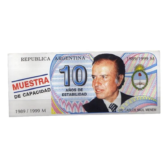 Billete Menemtrucho 10 Años Estabilidad Sn Cicular