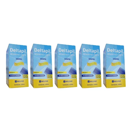 Kit 5 Shampoo Deltapil Combate Piolhos 100 Ml