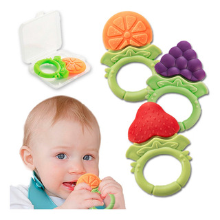 Mordederas Para Bebé De Frutas Y Estuche De Viaje, 3 Piezas Mordederas Para Bebé De Frutas Y Estuche De Viaje, 3 Piezas