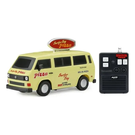 Stranger Things Pizza Van Camioneta Control Remoto 1:20 Color Amarillo Personaje Surfer Boy Pizza Van