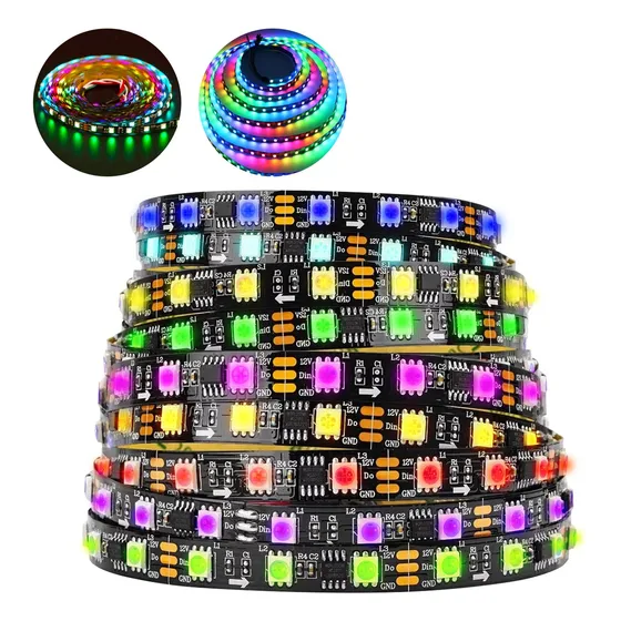 Tira Led Rgb Neopixel Programable Ws2811 300led 12v 5m Negra