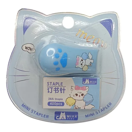 Set Cosedora Grapadora Pequeña Meow Kawaii