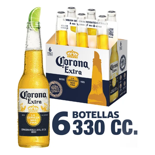 Pack 6 Cerveza Rubia Corona Botella De 330cc