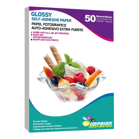 Papel Adhesivo Extrafuerte Glossy Brillante A4/135g/50 Hojas