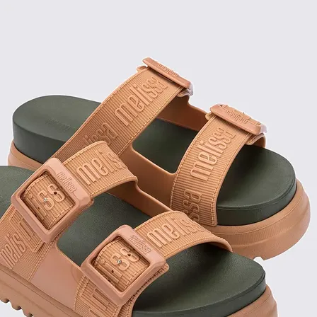 Sandália Feminina Melissa Cozy M-lover Plataforma Original Bege Verde Liso 35 Br