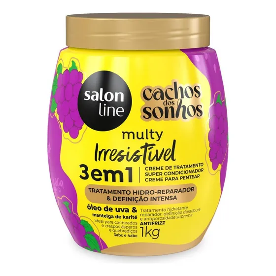 Creme Condicionador Cacheado Uva 3 Em 1 Multy Salon Line 1kg