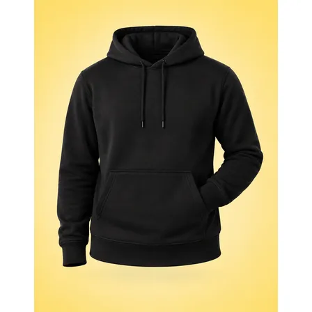 Moletom Liso Unissex De Algodão Flanelado Frio Inverno Bolso P Preto Lisa