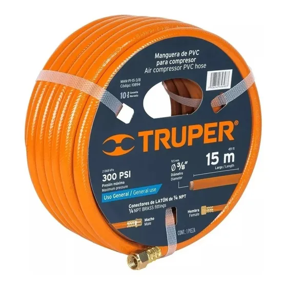 Manguera Compresor Aire Pvc 3/8' De 15 Mts 300 Psi Truper
