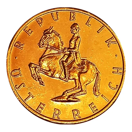 Austria Moneda De 5 Shilling Del Año 1971 Con Baño Oro 24k 