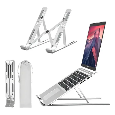 Base Soporte Porta Laptop Ivarma M18 Tablet Ajustable Portat Plateado