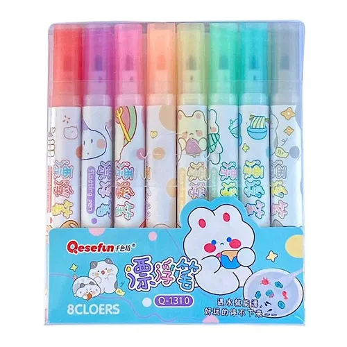 Kit 8 Canetinhas Flutua Água Caneta Mágica Desenho Flutuante Cor da tinta Colorido