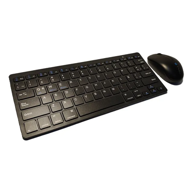 Combo Teclado Mouse Bluetooth Español Ñ Android Win Apple Color Negro