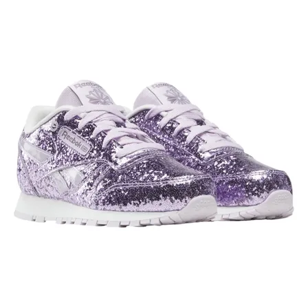 Tenis Morados Reebok Classic Leather Para Niños 4487 Morado Lisa 19.5 Mx