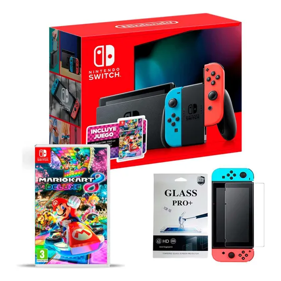 Nintendo Switch + Mario Kart 8 Deluxe + Vidrio Macrotec