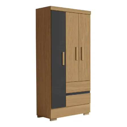 Guarda Roupas Solteiro 3 Portas 2 Gavetas Coimbra Cor Atacama Grafite Aramóveis Atac Graf