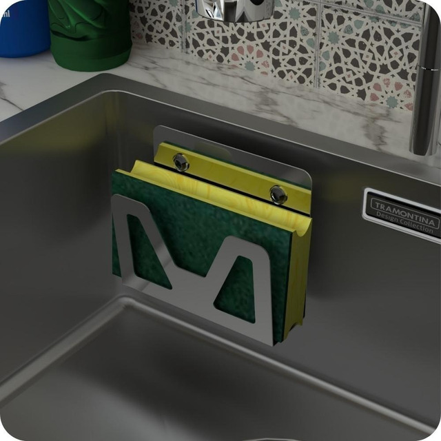 Porta Esponja De Pia Inox Com Ventosa Suporte Bucha ELG Porta Esponja De Pia Inox Com Ventosa Suporte Bucha ELG