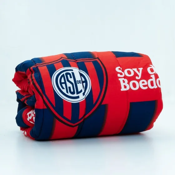 Acolchado San Lorenzo 1 1/2 Plaza Boedo Color Azul/Rojo Diseño de la tela Fútbol