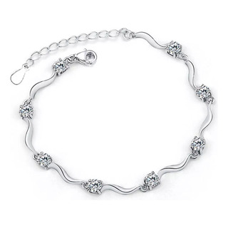 Pulsera De Plata De Ley S925 Con Zirconia Cúbica Pulsera De Plata De Ley S925 Con Zirconia Cúbica