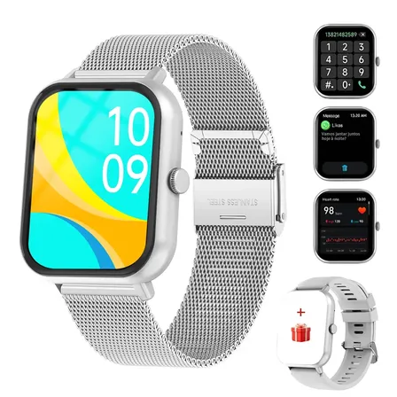 Smartwatch FoxBox BW0460 Prateado, Com Chamadas Bluetooth e Tela de 1.83"