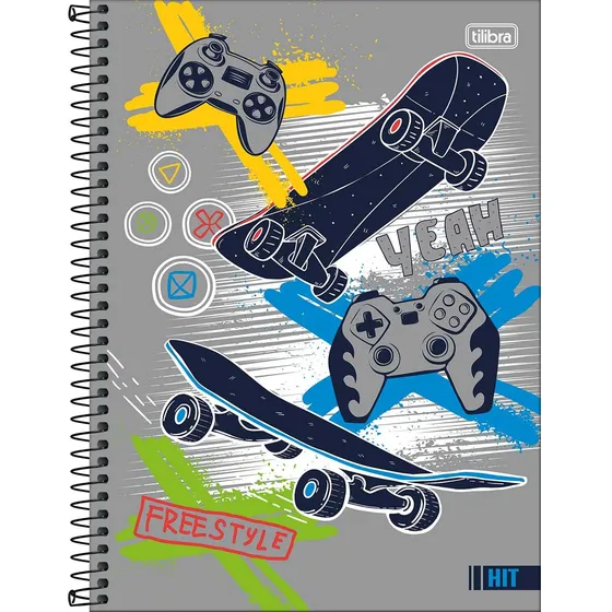 Caderno Espiral Univ. 1 Matéria Hit Masc 80 Fls Gamer