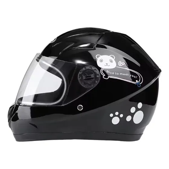 Casco Moto Niño Niña Diseño Kids Deportivo Negro Monocolor Xs