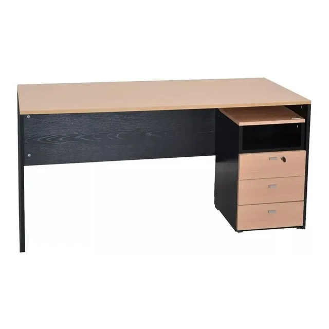 Escritorio Platinum 503-03 de 1.50m Color Haya/Negro con 3 Cajones