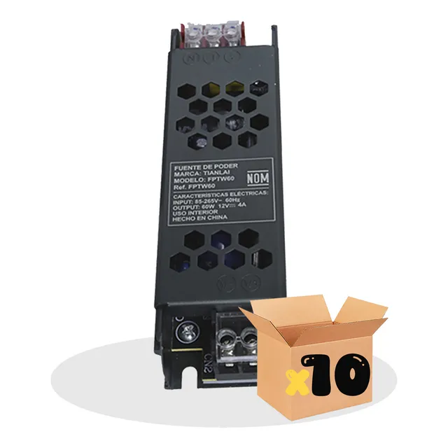 Pack De 10 Fuentes De Poder 60 Watts Con Protección Corto Circuito Y Sobretensión 12v Eficiencia Energética