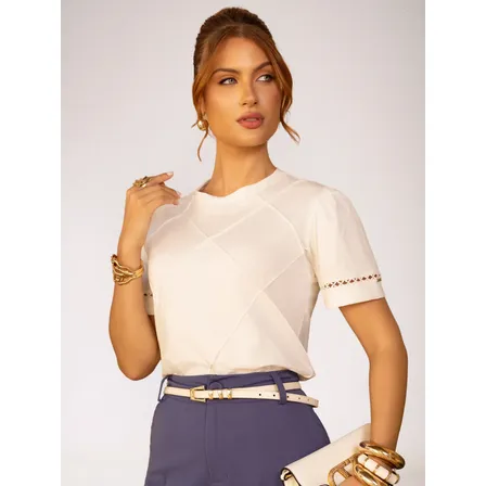 Blusa Feminina Manga Curta Social Executiva Evangélica Chic