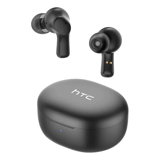 HTC TWS2 Bluetooth Audífonos Inalámbricos Auriculares Earbuds Con Microfono Deportivos Compatible Con iPhone Xiaomi Sony Samsung Negro Manos Libres In Ear ENC Cancelacion Ruido Altavoces P/Celular PC