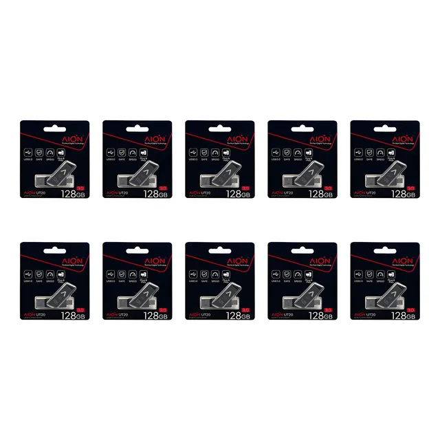 Kit 10pzs Memoria Usb Ut20 Aion 128gb 3.0 Metal Negro Usb/c