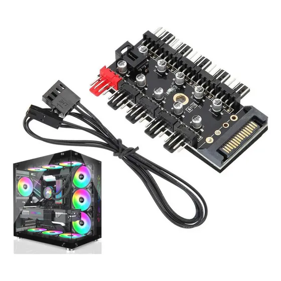 Hub Para Fans Pwm Ventilador 4 - 3 Pin Pc 10 Salidas