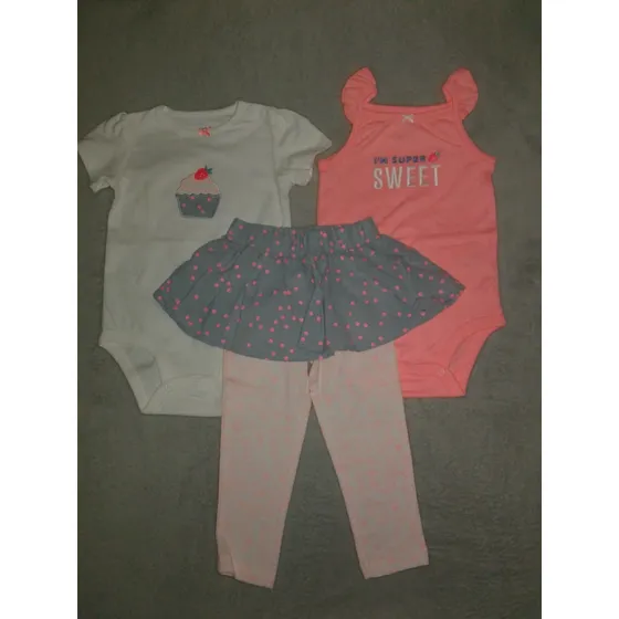 Conjunto De 2 Bodys Y 1 Falda-pantalón Para Niña 18m Carters