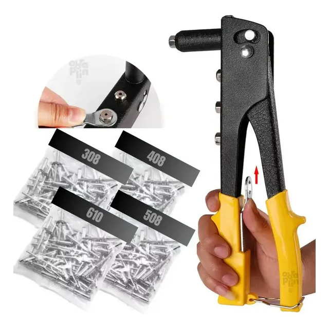 Rebitadeira Alicate Rebitador Manual + 100 Rebites Diversos Marca Key Paper 4