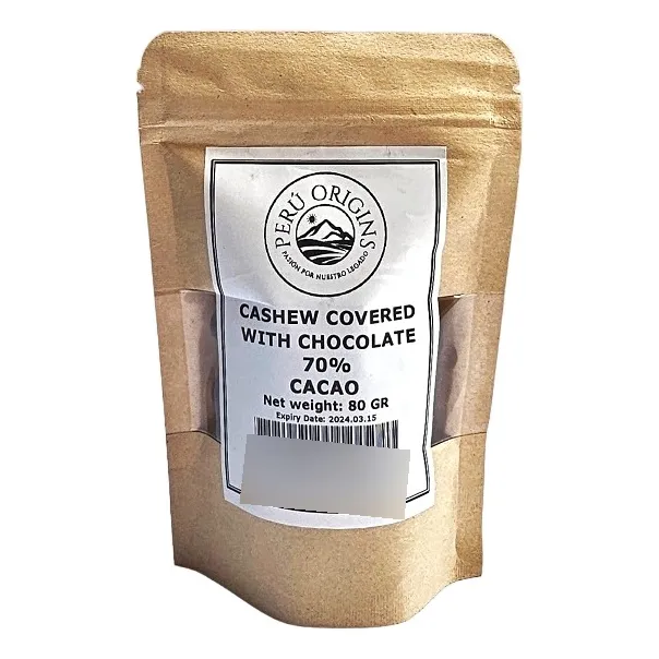 Cashew Recubierto Con Chocolate 70% Cacao Orgánico 80 Gr.