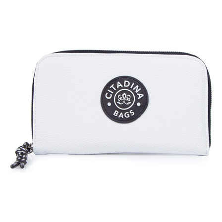 Billetera Tarjetero Grande Bolsillos Cierre Metalizado Yafa Color Blanco Diseño De La Tela Pu Graneado Billetera Tarjetero Grande Bolsillos Cierre Metalizado Yafa Color Blanco Diseño De La Tela Pu Graneado