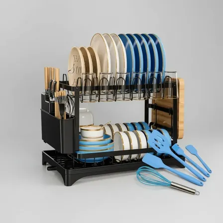 Escorredor De Louça Moderno Para Sua Cozinha + Brinde Preto